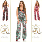 Sexy KouCla jumpsuit velvet look with floral print