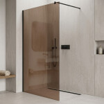 CERANO - Sprchová zástena Walk-in Onyx Round Ľ/P - 8 mm - okrúhla vzpera - čierna matná, bronzové sklo - 110x200 CER-686371