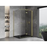 MEXEN/S - Mist-F sprchovací kút skladacie dvere pravá 120 x 110, transparent, zlato kartáčovaná 8A6T-120-110-55-00-P