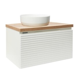 Kúpeľňová skrinka pod umývadlo Naturel Savona 98x43x44, 8 cm biela lesk, doska dub halifax SAVONA100BIDDH SAVONA100BIDDH