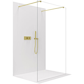 CERANO - Sprchová zástena Walk-in Onyx Duo Ľ/P - 8 mm - hranatá vzpera - zlatá, transparentné sklo - 140x200 CER-8050BD1795