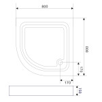 AQUALINE - Sprchová samonosná vanička akrylátová, štvrťkruh 80x80x15cm BTTR80
