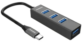 PremiumCord USB-C húb na 4X USB-A šedá / USB hub / USB 3.2 Gen 1 / 5 Gbps (ku31hub09)
