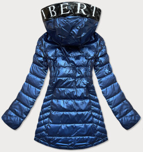 Svetlo modrá metalická dámska bunda kapucňou (W717) odcienie niebieskiego