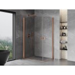 MEXEN/S - Mist-B Duo sprchovací kút dvere krídlové 100 x 85, transparent, meď kartáčovaná 8A2-100-085-65-00