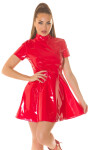 Sexy Koucla Latex Look shortsleeve Skater-Dress red S