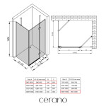 CERANO - Sprchovací kút Marino L/P - 6 mm - chróm, transparentné sklo - 90x100x190 - pántový CER-422769