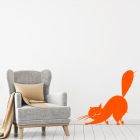Veselá Stena Samolepka Naježená mačka Farba: oranžová, Veľkosť: 60 x 54 cm