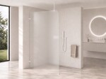 CERANO - Sprchová zástena Walk-in Orbis Top Round - Ľavá - 8 mm - guľatá vzpera - biela matná, mliečne sklo - 120x200 CER-682552