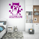 Veselá Stena Samolepka Minecraft hra Farba: zelená, Veľkosť: 60 x 71 cm