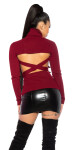 Sexy KouCla Turtleneck jumper w. back cut out BORDEAUX Einheitsgroesse