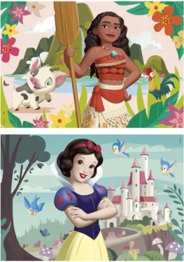 Educa Drevené puzzle Disney princeznej: Vaiana a Snehulienka