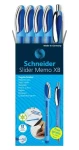 Schneider Slider Memo + Rave modrá / Guľôčkové pero / sada 5 ks v puzdre / extra silný hrot (50-150275)