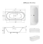 BESCO - Asymetrická vaňa AVITA - Nožičky k vani - S nožičkami, Rozmer vane - 180 × 80 cm, Spôsob prevedenia - Pravé VANAVIT180P + OLVPINOZSTELWD