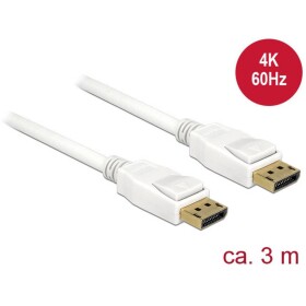 Delock DisplayPort prepojovací kábel Konektor DisplayPort, Konektor DisplayPort 3.00 m biela 84878 pozlátené kontakty Kábel DisplayPort; 84878