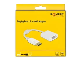 DeLock DisplayPort 1.2 (M) - VGA (F) biela / Adaptér / max. 1920 x 1200 px / 60 Hz / 0,15 m (61007)