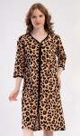 Dámske domáce šaty s trojštvrťovým rukávom Leopard hnědá 2XL