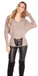 Trendy KouCla bat sweater with lacing Einheitsgroesse