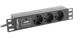 Lanberg PDU lišta 10" čierna / Zásuvková lišta do racku / 1U / 3x Schuko / C14 / 10A / 2m (PDU-03F-0200-IEC-BK)