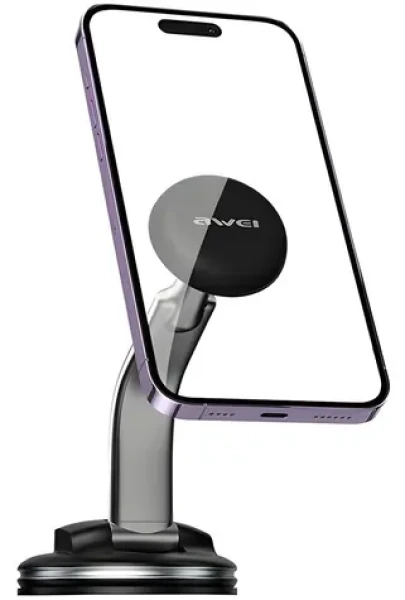 AWEI X45 čierna / Magnetický držiak telefónu do auta / palubná doska / čelné sklo / hliník (X45)