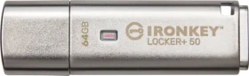 Kingston IronKey Locker+ 50 64GB strieborná / Flash Disk / USB 3.2 Gen 1 - (USB-A 3.0) (IKLP50/64GB)