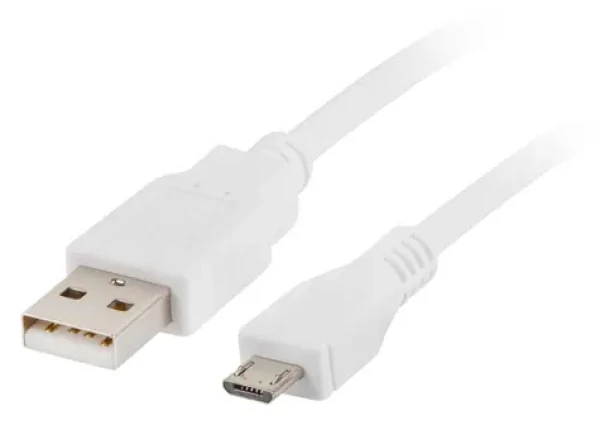 Lanberg Kábel USB-A - Micro-USB biela / Dátový kábel / USB 2.0 / 1 m (CA-USBM-10CC-0010-W)