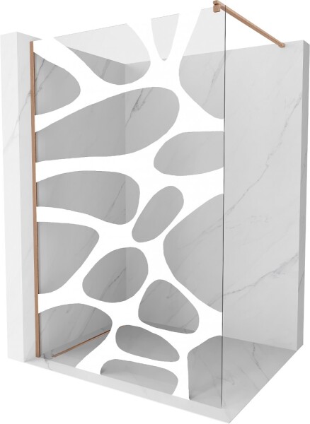 MEXEN/S - Kioto Sprchová zástena Walk-in 100 x 200, biely vzor 8 mm, meď kartáčovaná 800-100-101-65-97