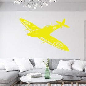 Veselá Stena Samolepka Stíhačka Supermarine Spitfire Farba: žlutá, Veľkosť: 40 x 26 cm