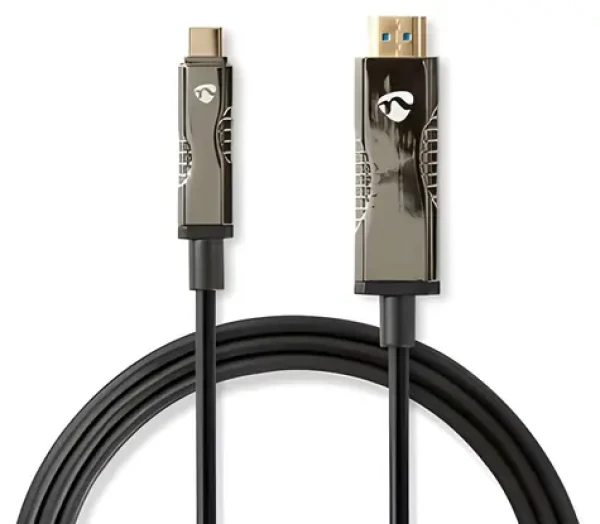 Nedis USB-C - HDMI AOC 50 m čierna / Kábel HDMI / Aktívny optický / 18 Gbps (CCBG6410BK500)