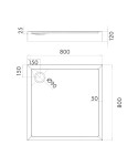 OMNIRES - CAMDEN akrylátová sprchová vanička štvorec, 80 x 80 cm biela lesk /BP/ CAMDEN80/KBP