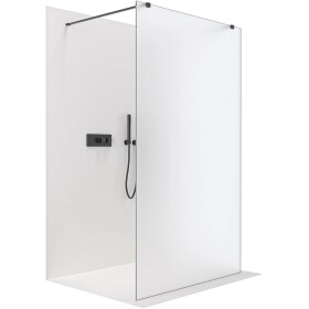 CERANO - Sprchová zástena Walk-in Onyx Duo Ľ/P - 8 mm - hranatá vzpera - čierna matná, mliečne sklo - 90x200 CER-8050BD1892