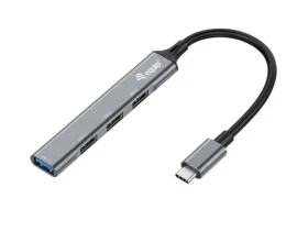Equip 4- Port USB-C Hub čierna / USB hub / 1× USB-A 3.2 + 3× USB-A 2.0 / 5 Gbps / hliník (128961)