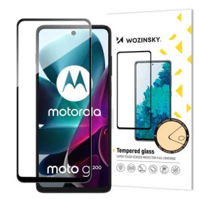 Wozinsky Full Glue tvrdené sklo pre Motorola Moto G200 5G čierny rám / Ochranné sklo / 9H / Celoplošné lepenie