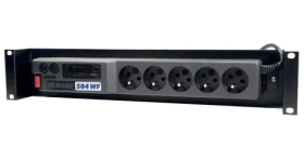 Acar A-504 / Napájací panel s prepäťovou ochranou / 5x 230V / vaňa do 19" racku / 3 m kábel