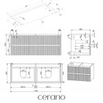 CERANO - Kúpeľňová skrinka Carole + doska pod umývadlo Navira Pro - 36 mm - biela matná ryhovaná - 120x51,6x46 CER-240313