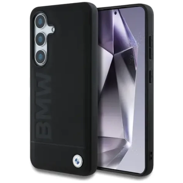 BMW Leather Big Wordmark pre Samsung Galaxy S25+ čierna / Zadný kryt / Kožený / Veľké Logo (BMHCS25MSLLBK)