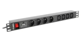 Lanberg PDU lišta do racku 19" čierna / Zásuvková lišta / 1U / 4X IEC C13 / 16 A / 2 m kábel (PDU-04E04I-0200-BK)
