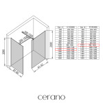 CERANO - Sprchová zástena Walk-in Onyx TL/P - 8 mm - hranatá vzpera - čierna matná, bronzové sklo - 120x100x200 CER-686785