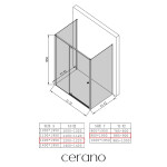 CERANO - Trojstenný sprchovací kút Santini UL/P - 6 mm - čierna matná, transparentné sklo - 120x90x195 - pivotový CER-8050BD7876