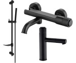 MEXEN/S - Diamond DF70 Set umývadlovej a vaňovej batérie s príslušenstvom, čierna 71503DF70-70