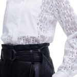 Karl Lagerfeld KL Monogram Lace Bib Shirt 220W1600