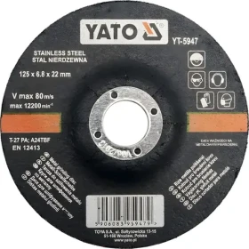 YATO Kotúč brúsny na kov 125 x 22 x 6,8 mm vypuklý Inox / Brúsny kotúč / Nerezová oceľ / 6 ks