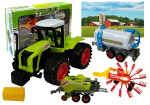 Mamido Traktor s tromi prívesmi žatvy sena zelený
