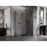 MEXEN/S - Lunar L Duo sprchovací kút dvere krídlové pravá 120 x 85, transparent, čierna 834L-120P-085L-70-00