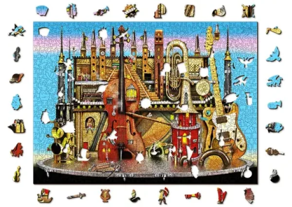 Wooden City Drevené puzzle Hudobný hrad 2v1