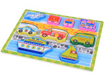 Mamido Drevené puzzle doprava vozidla 9 dielikov priraď tvary ZA5257
