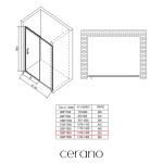 CERANO - Sprchové posuvné dvere Orlano L/P - 5 mm - čierna matná, transparentné sklo - 130x195 CER-8050BD75051