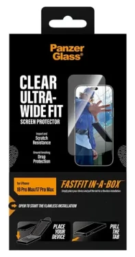 PanzerGlass Ultra-Wide FastFit pre iPhone 17/18 Pre Max / Ochranné sklo / Plne nalepovacie / s aplikačným boxom (PG36232)