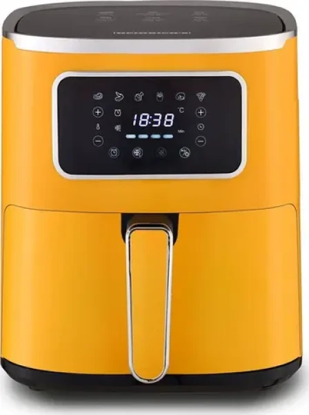 Heinrichs HFR 8216 žltá / Teplovzdušná fritéza bez oleja / 1450 W / 5 l / 6 programov / 80-200 °C (HFR 8216 ŻÓŁTA)