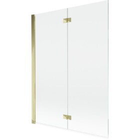 MEXEN - MIST vaňová zástena 130x150 cm 6mm 2-s, zlatá, číra, ľavá 8A9-130-002-50-00-L